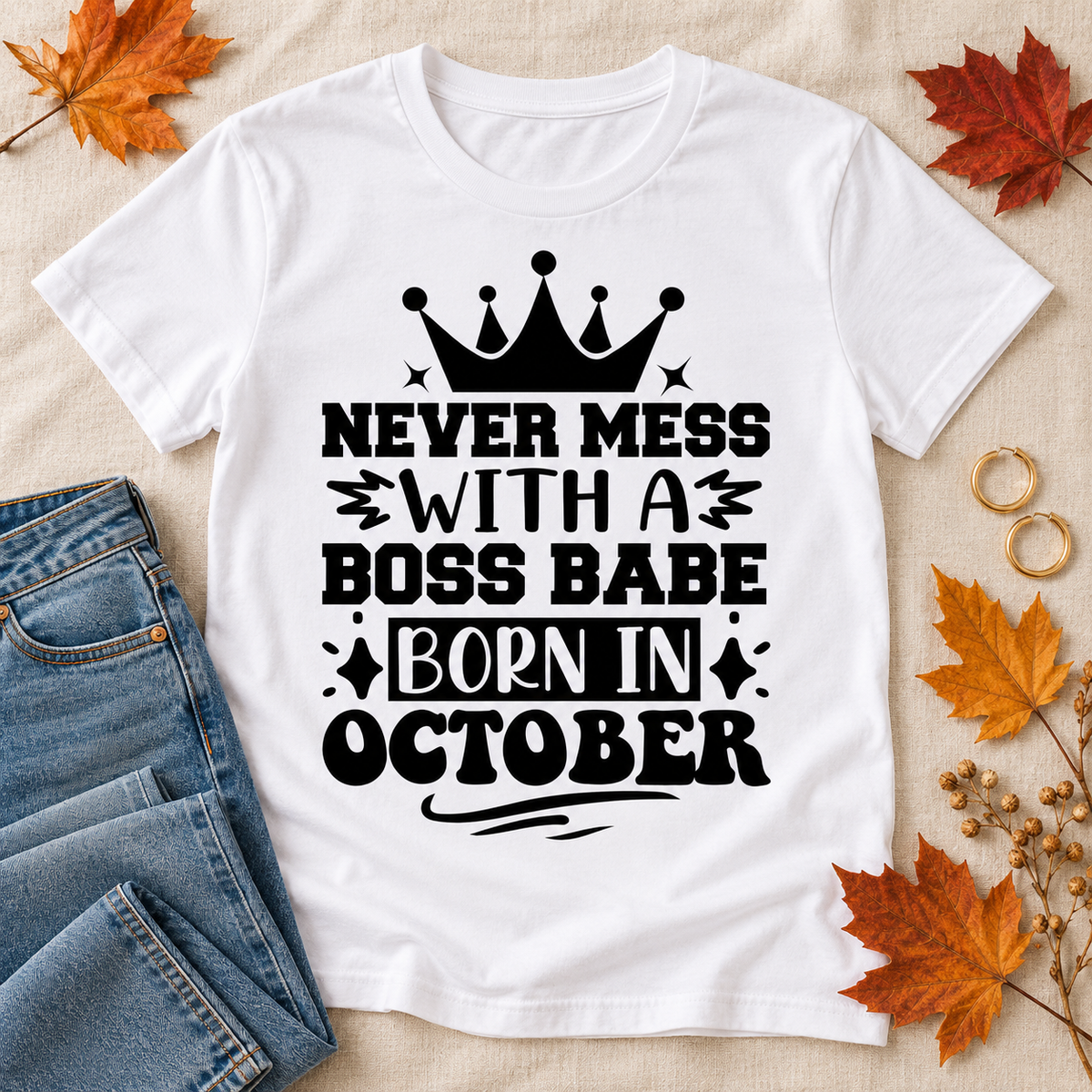 Never Mess with a Boss Babe Born in October Tee