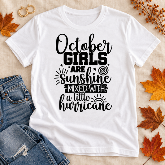 October Girls Sunshine & Hurricane Tee – Black Lettering