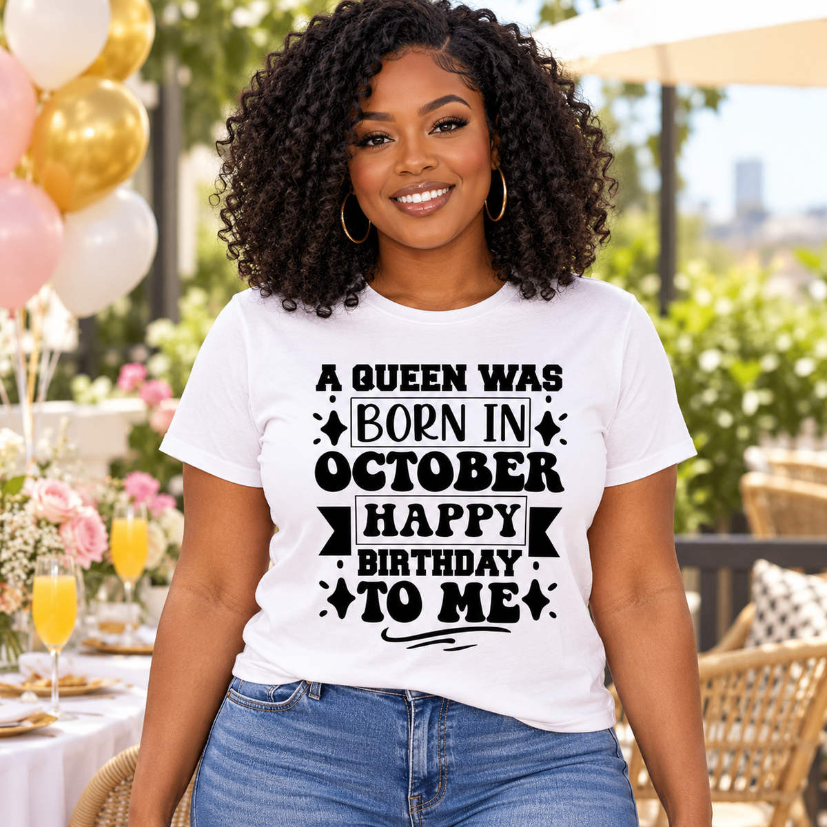 A Queen Was Born in October – Happy Birthday to Me Tee