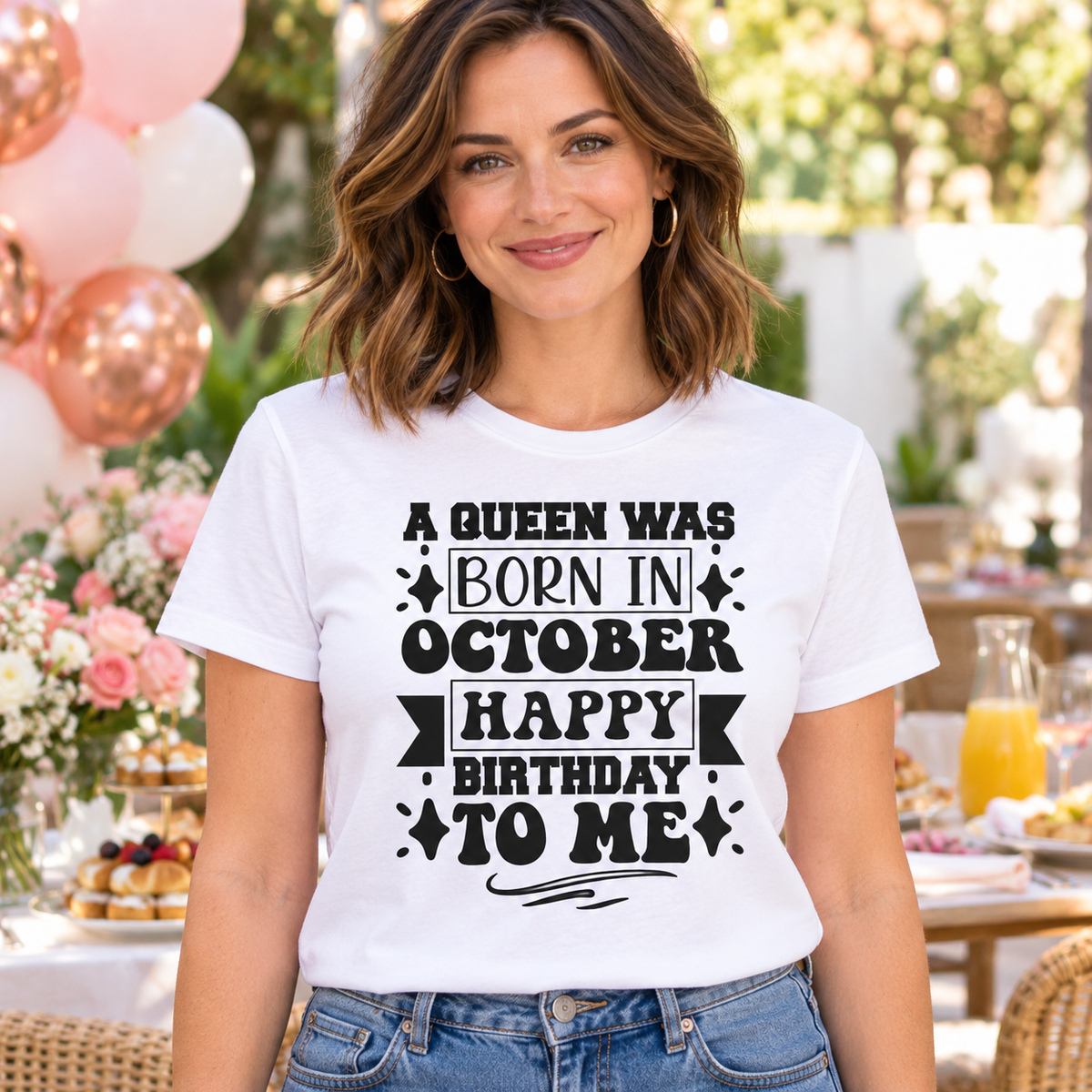 A Queen Was Born in October – Happy Birthday to Me Tee