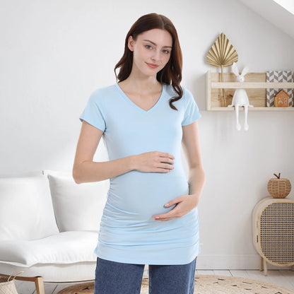 Summer Maternity Modal T-Shirt – Short Sleeve Big Size Pregnancy Top