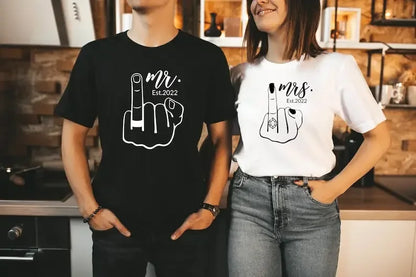 Wedding Fingers Shirt – Mr and Mrs Engagement Ring Tee