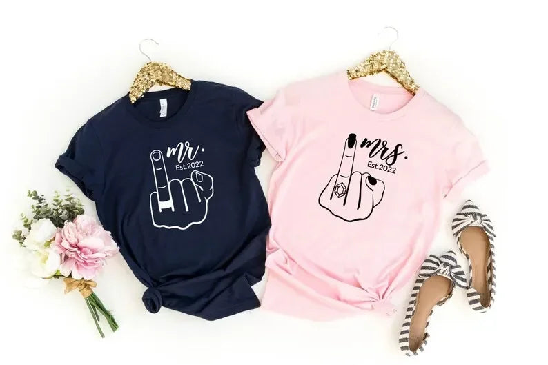 Wedding Fingers Shirt – Mr and Mrs Engagement Ring Tee