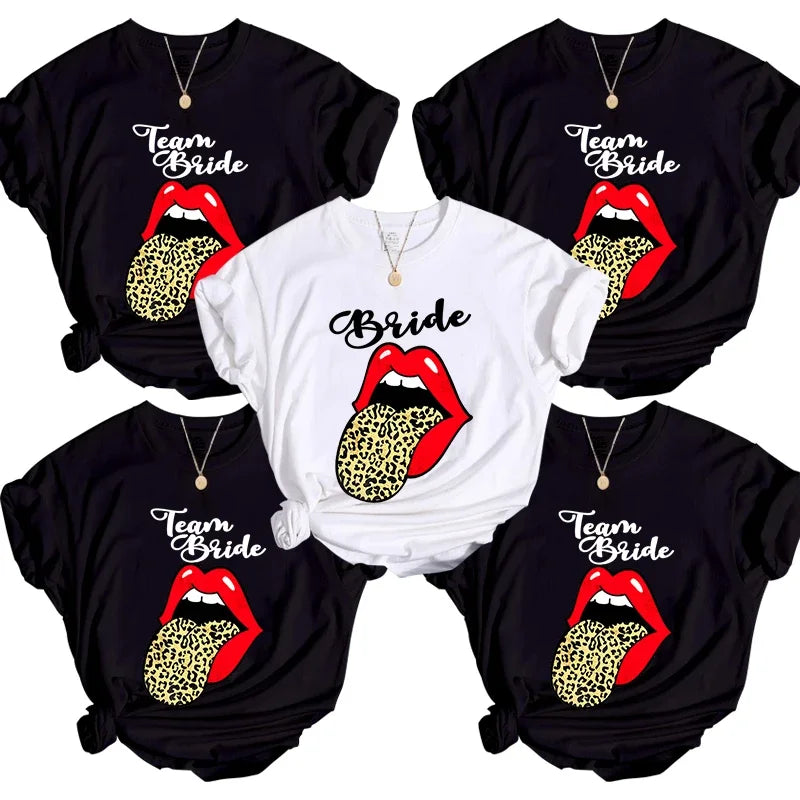 Leopard Print Lips New Team Bride T-Shirt