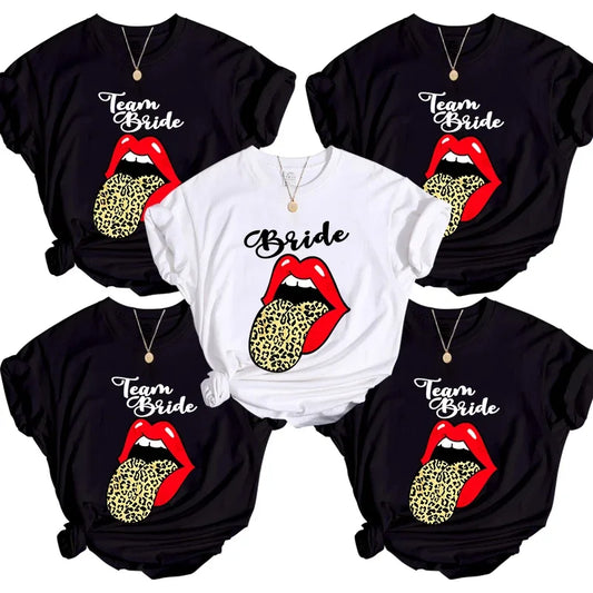 Leopard Print Lips New Team Bride T-Shirt