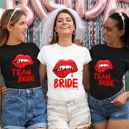 Vampire Red Lips Team Bride T-Shirt – Pink Bachelorette Tee