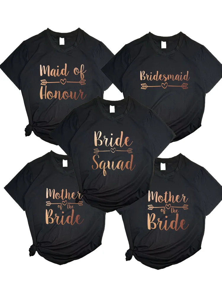Team Bride Squad T-Shirts 2022 – Black Bridesmaid & Hen Party Tees