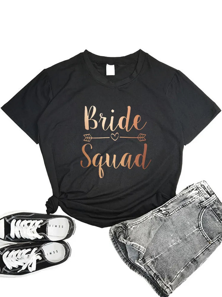 Team Bride Squad T-Shirts 2022 – Black Bridesmaid & Hen Party Tees