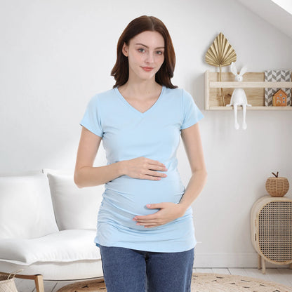 Summer Maternity Modal T-Shirt – Short Sleeve Big Size Pregnancy Top