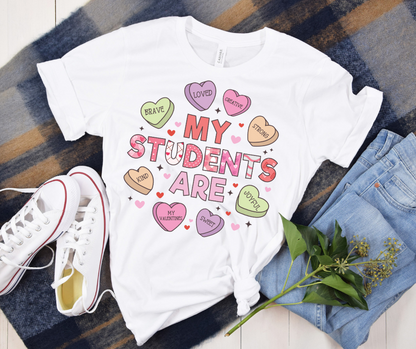 My Students Are... Women's Tee with Candy Hearts