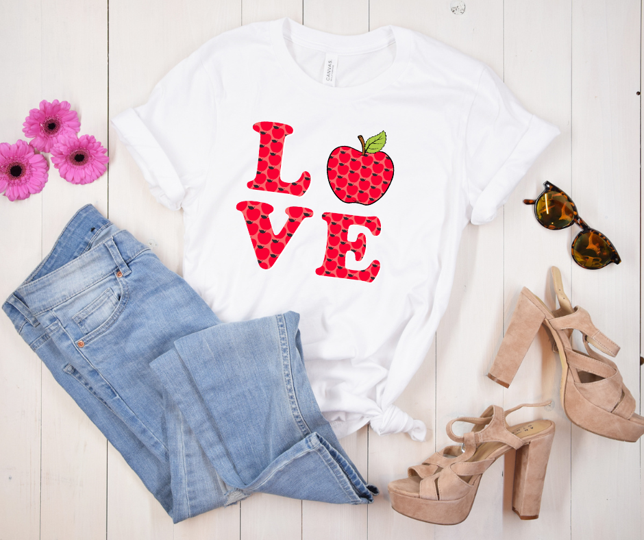 Love Tee with Teacher’s Apple — styled garment