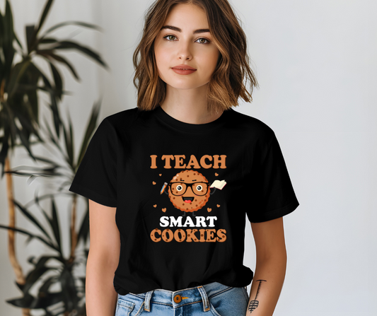 I Teach Smart Cookies Tee — white model