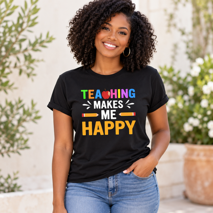 Teaching Makes Me Happy Tee & Hoodie — Black model