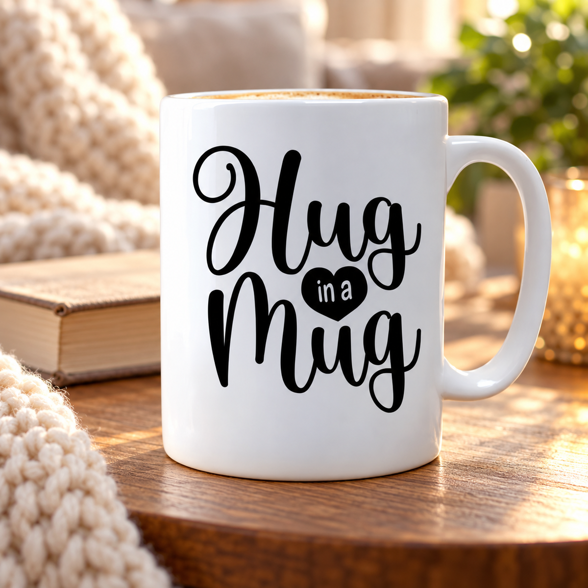 Hug in a Mug in a styled lifestyle setting