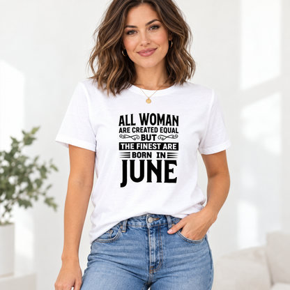 White woman wearing a white graphic tee